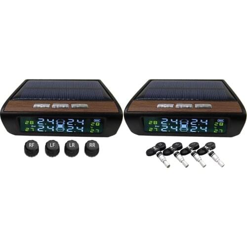 TPMS Car Tire Pressure Alarm Monitor System Solar Power Charging Sensor Auto Security Digital Display Temperature Warning