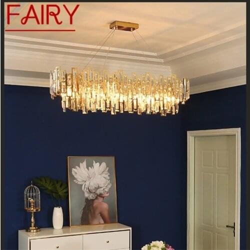 FAIRY Chandelier Gold Luxury Oval Pendant Lamp Postmodern LED Light Fixture for Home Living Dining Room