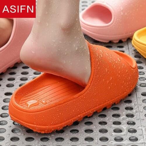 ASIFN Thick Sole House Women Platform Slippers 4.5cm Heel Ladies Flat Shoes Non-slip EVA Bathroom Indoor Slides Womens Slides