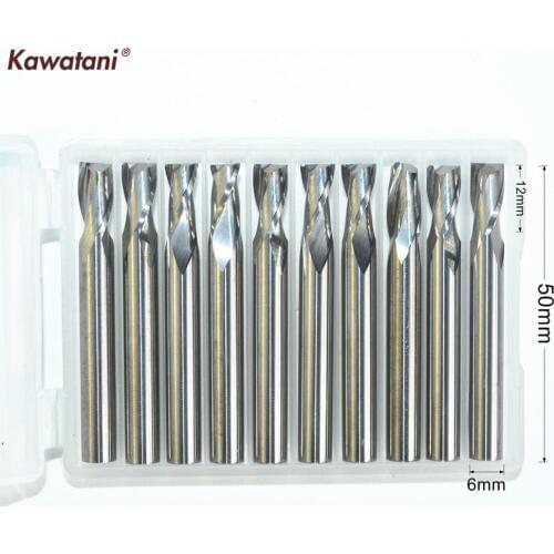 10PCS-6mm*12mm,CNC Solid carbide end mill,woodworking router bit,2 flutes spiral end mill,Cutters for wood,MDF milling cutter