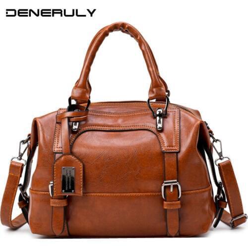Vintage Leather Bag Women Luxury 2019 Women Messenger Bags High Capacity Tote Bags Ladies High Quality Shoulder Bag Bolso Mujer