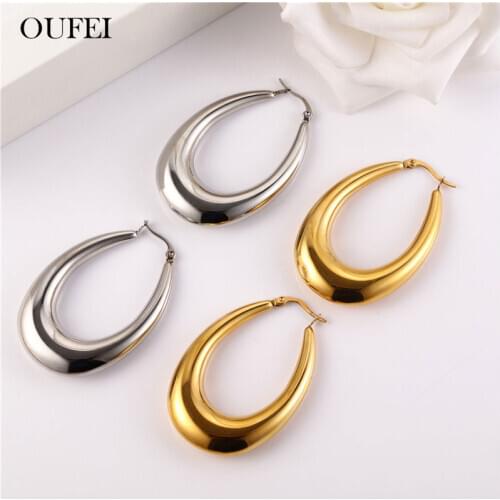 OUFEI Stainless Steel Jewelry Woman Korean Hoop Earrings Set Of Earrings For Women Fashion Jewelry Accessories Free Shipping
