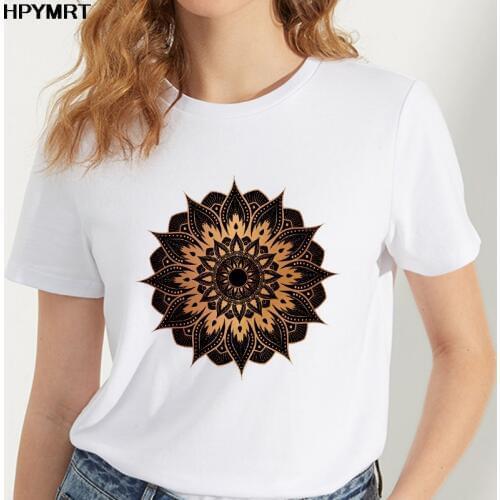 T shirt Women Beautiful Mandala Print Short Sleeve T-Shirts Summer Casual Tshirts 2020 New Fashion Plus Size Tops Tees clothing