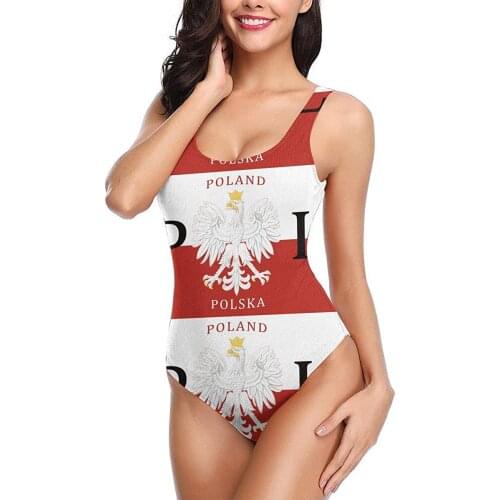Womens One-Piece Swimsuits Polish Flag Poland Polska Backless Bikini Sexy Ladies Summer Pool Swimwear Bathing Suit