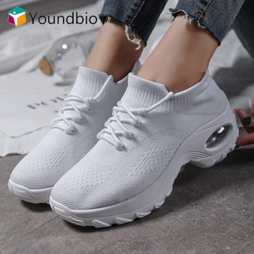 2021 Platform Shoes For Women Air Breathable Sneakers Sport Running Socks Shoes Female Comfortable Footwear Casual Walking Shoes