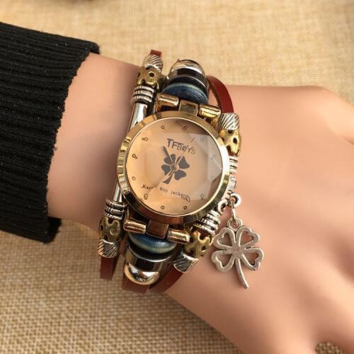 New fashion women watches Full handmade watch diamond Quartz genuine leather Strap High Quality Dress Retro Watches GKL-PQ-014