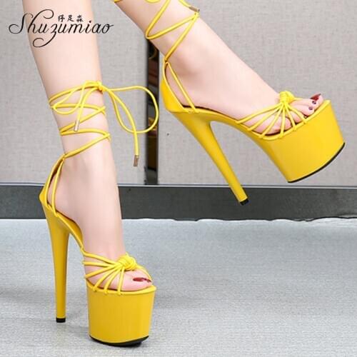 Shuzumiao Shoes Women Stilettos Ladies Shoes Platform Sandals New Arrival 2020 Summer High Heels 17cm Sexy High Stiletto Red