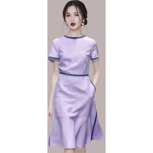 ZAWFL Korean Clothes Dress Woman Summer Style O-neck Fashion Trumpet Dresses Puff Sleeve Moda Feminina New Robe Femme