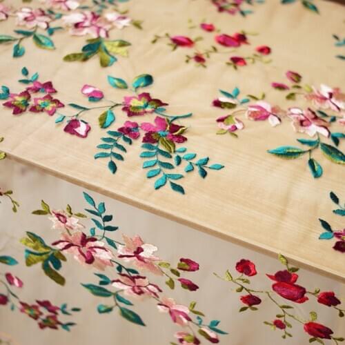 1meter 130cm Delicate Floral Embroidered Lace Fabric Flower Lace Mesh Flower Lace Gauze for Dress Gown Prom Dress Costumes