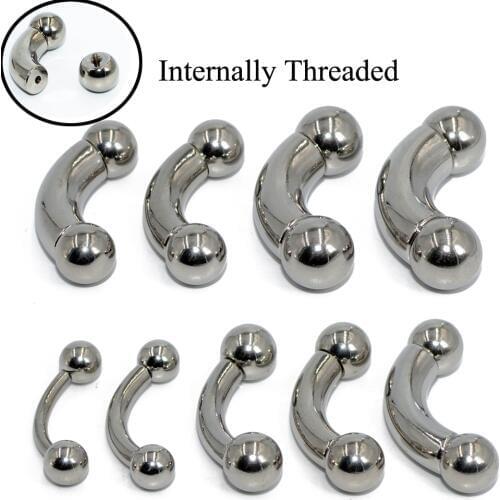 1Pc Big Size Stainless Steel Straight Barbell Rings Curved Banana Penis Tragus Ear Piercing PA Nipple Bar Body Piercing Jewelry