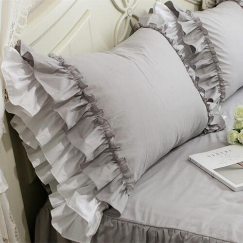 2pcs grey pillow case luxury ruffle lace pillow cover handmade wrinkle bedding pillow cases handsome home textile pillow sham