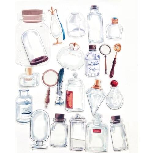 20 pcs/Pack Big Size Clear Glass Bottles Decorative Stickers Handbook Planner Decoration