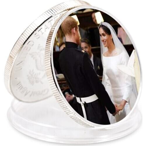 2021 New Year Gift Prince William and His Wife Sliver Plated Coin Art Ornament Challenge Coin