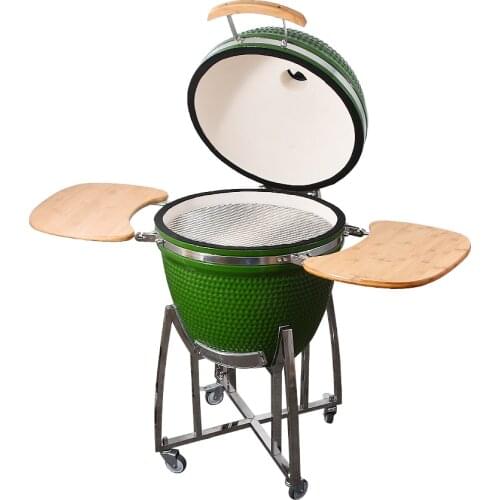 23.5inch Ourdoor Ceramic BBQ Grill Pizza Heat retention Oven Charcoal Stove Pizza Oven courtyard Family Barbecu with wheel