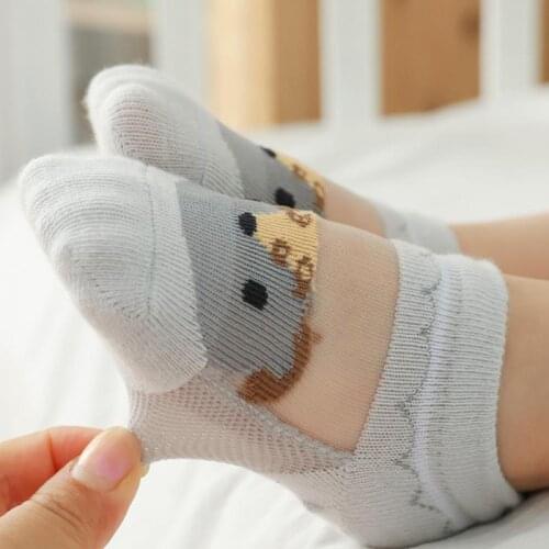 5 Pairs Of Childrens Baby Socks Summer Thin Glass Fiber Cartoon Childrens Socks Boy And Girl Socks Boat Socks Mesh Baby Socks