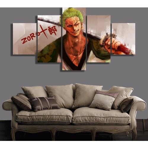 No Framed Canvas 5Pcs Anime One Piece Zoro Manga Wall Posters Pictures Paintings Home Decor Accessories Living Room Decoration