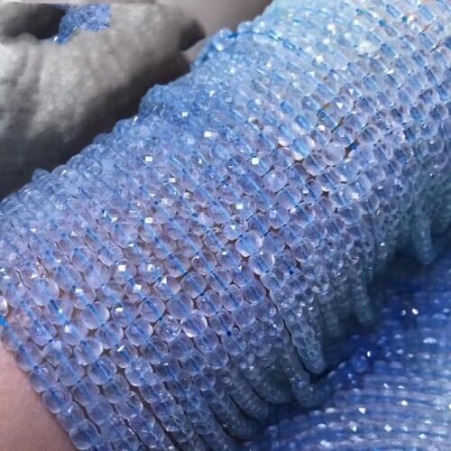 7A Aquamarine BLUE square faceted 4-4.5mm for DIY jewelry making loose beads FPPJ wholesale nature gemstone