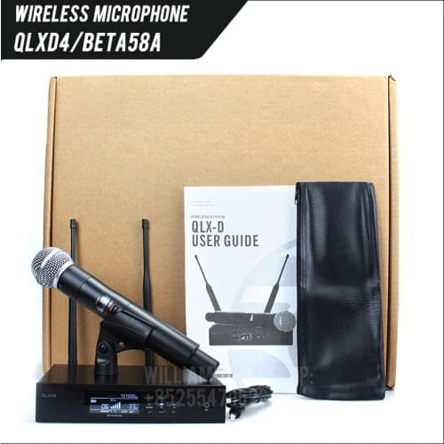 Free shipping!!! professional QLXD4 QLXD24/BETA58 SM58 BETA87 QLXD2 digital wireless microphone system mic for stage performance