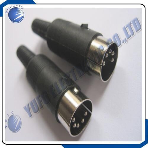 Free Shipping One Lot 100 Pcs DIN Plug 5pin Connector 5 Pin with Plastic Handle 5p Male