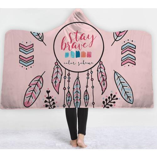 Casegrace Dream Catcher Throw Blanket With Hat Printed Warm Fleece Fabric Mat Hood Thickness Hood Blankets Party Decoration