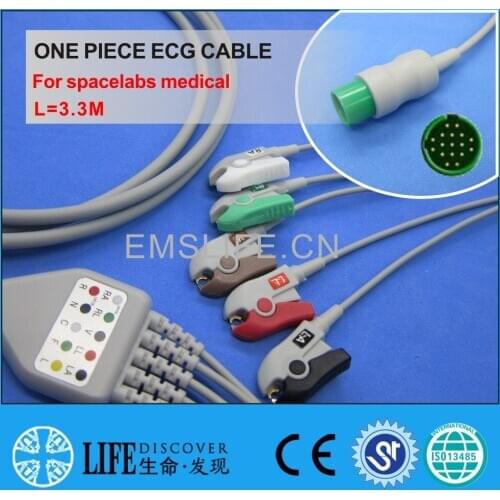 ECG CABLE with 5 leadwires clip for spacelabs ultraview patient monitor