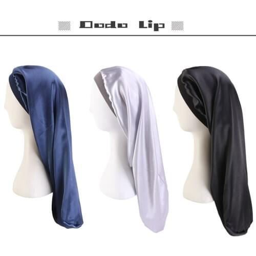 Unisex Elastic Wide Long Satin bonnet Long Hair Hat Sleeping Hats Wrap Night Cap Hair Care Bonnet for Women Cosmetic Cap Bonnet