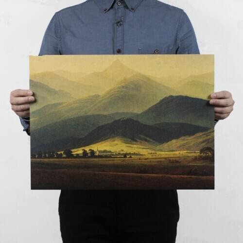 Art Posters Giant Mountain World Famous Painting Vintage Romanticism Home Coffee Shop Wall Sticker Decorative Painting