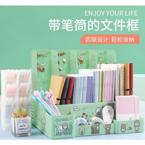 Ins Office Storage Box File Storage Tray Desktop Accessories Organizer Storage Box Student Bookshelf Bookcase