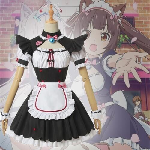 Game NEKOPARA Cosplay Costumes Chocola Cosplay Costume maid outfit Clothes Suits Women Black Dresses apron dress Black Suits