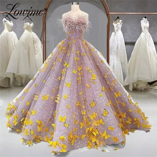 Lowime Feathers Prom Dresses 2021 Couture Long Evening Gowns Vestidos De Festa Plus Size Dubai Celebrity Party Dresses Robes