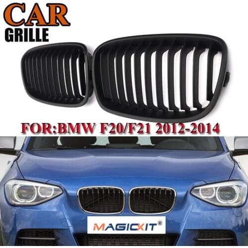 MagicKit For BMW 1-Series F20 F21 2012-2014 Front Hood Kidney Grilles Grills Matte Black
