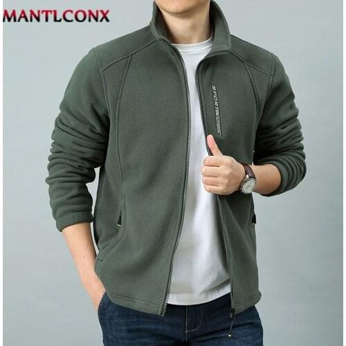 MANTLCONX Men Winter Fleece Jacket Outwear Thick Warm Parkas Coat Men Spring Casual Zipper Jacket Tactical Army Jacket Coat Men