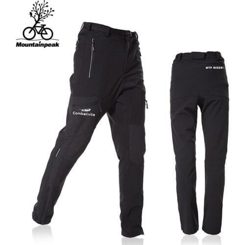 Mens Camping Hiking Pants Outdoor Windproof Thicken Fleece Softshell Pants Winter Mountaineering Trekking Bottoms MP002