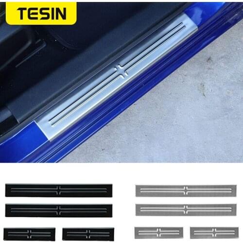 TESIN Door Sills Silver 4pcs for Dodge Charger Stainless Steel Door Entry Sill Guards for Dodge Charger 2015-2019 Accessories