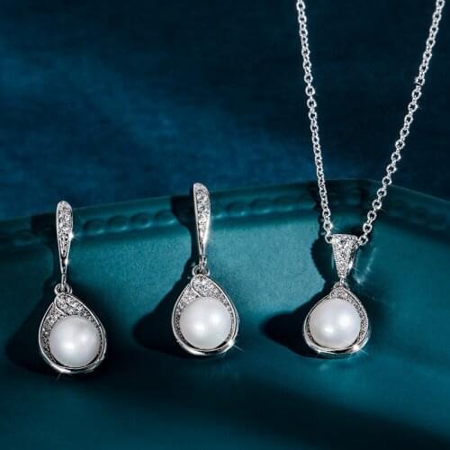 New Necklace & Earrings Jewelry Temperament Jewelry Set Bright Pearl Necklace Female Factory Wholesale