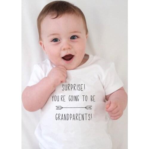 New Baby Newborn Baby Casual Baby Girls Boys Surprise You Re Going to Be Grandparents Combination of Print Body