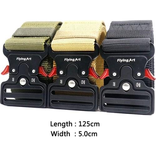 Tactical Belt Military Army SWAT Nylon Wide Waist Belt Heavy Duty Metal Buckle Training Hunting Accessories Strap 5.0CM Outdoor