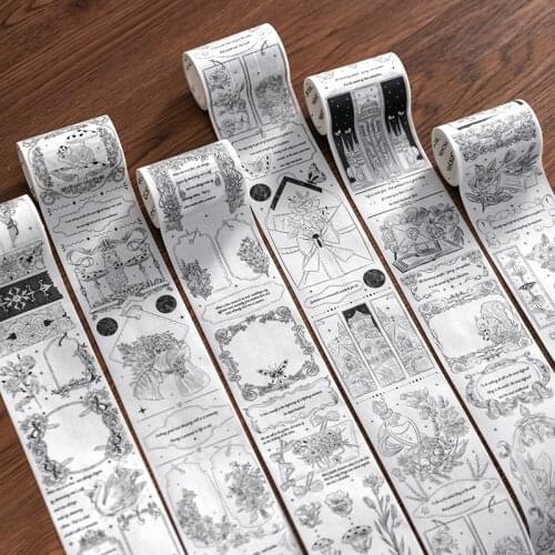 Retro black white mysterious garden hand account decoration washi tape diary notebook planning Korean stationery masking tape