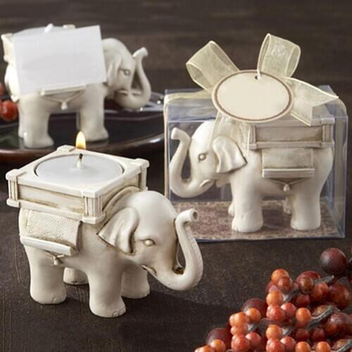 Retro Lucky Elephant Tea Light Candle Holder Candlestick Wedding Favor Home Decor Figurines Home Decoration Art Gift