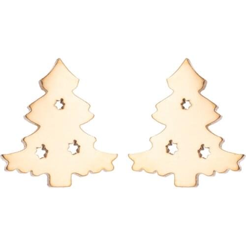 Stainless Steel Christmas Tree Earring Girl Cute Plant Cedar Stud Earrings Pendientes Ear Jewelry Xmas Accessories Gifts Bijoux
