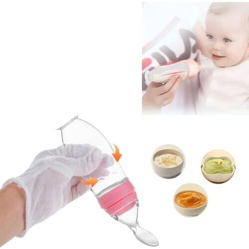 120ML Safe Newborn Baby Feeding Bottle Toddler Silicone Squeeze Feeding Spoon Milk Bottle Baby Training Feeder