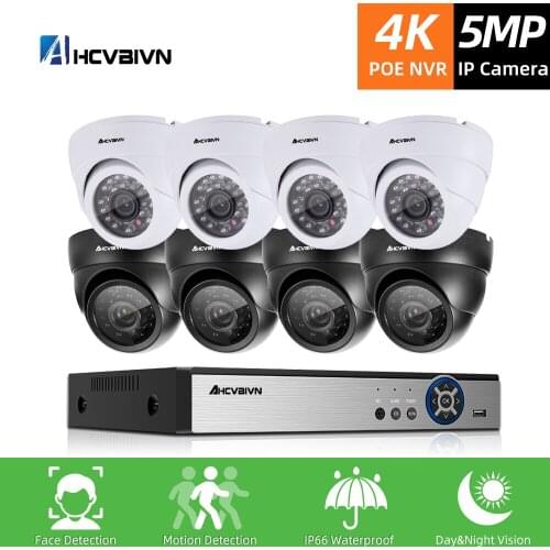Face Detection H.265 POE 5MP Video Surveillance Kit 4K 8CH POE NVR CCTV System Weatherproof CCTV Security 5MP POE IP Camera
