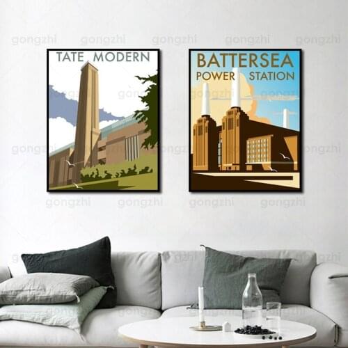 Modern Factory Realistic Painting Factory Sunset Canvas Nordic Decoration Home Wall Pictures for Living Room and Bedroom