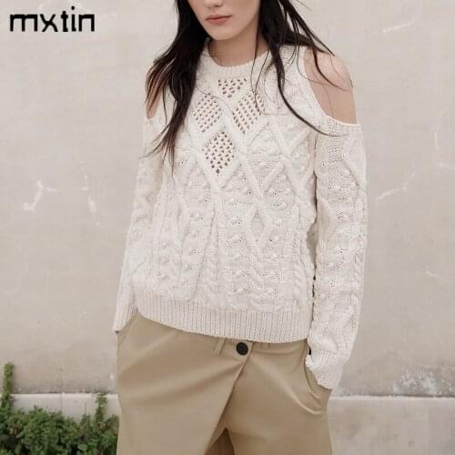 MXIN 2021 Winter Vintage Sexy Knitted Sweater Women Fashion O Neck Long Sleeve Pullover Female Party Casual Outerwear Tops
