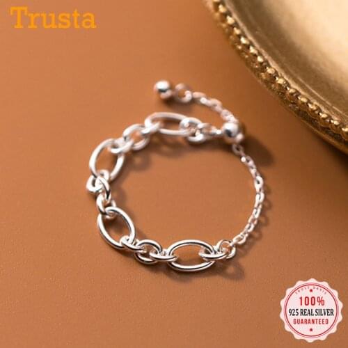 TrustDavis Real 925 Sterling Silver Fashion Sweet Elliptical Chain Ring Sizable For Women Wedding Party Fine S925 Jewelry DA2119