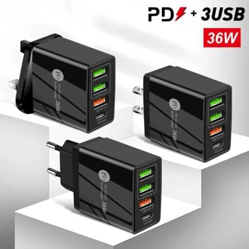 Quick Charge 3.0 PD USB Charger Universal 36W USB Type C Fast Charger Power Adapter for iPhone 12 8 Plus Xiaomi Phone iPAD