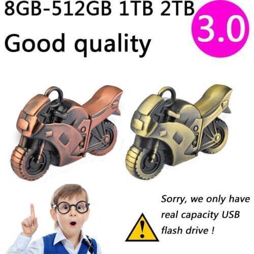 H2testw Passed Metal Motorcycle 32GB 64GB Mini USB 3.0 Flash Pen Drive Cool Gift Pendrive 2TB 1TB 512GB Creative Memory Stick