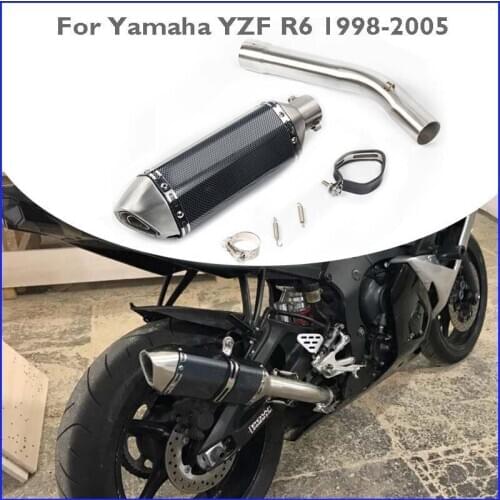 YZF R6 Slip on Motorcycle Exhaust Muffler Silencer Connection Middle Pipe Modified System for Yamaha YZF-R6 1998-2005