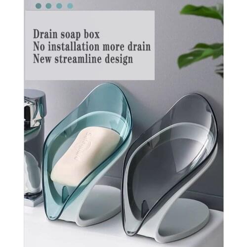 Leaf Shape Soap Box Drain Dripping Shelf Suction Cup Wall - Hanging Ins Creative Bathroom Accessories Supplies Tray Gadgets New