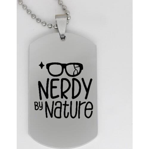 Ufine jewelry inspirational gift pendant army card nerdy by nature stainless steel customed necklace N4197